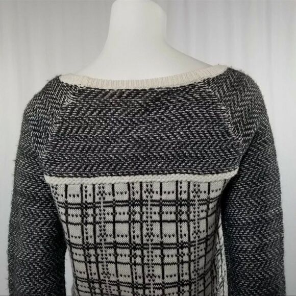 LOFT Size XS Black & White Plaid Angora Wool Blend Light Weight Sweater - Picture 6 of 9